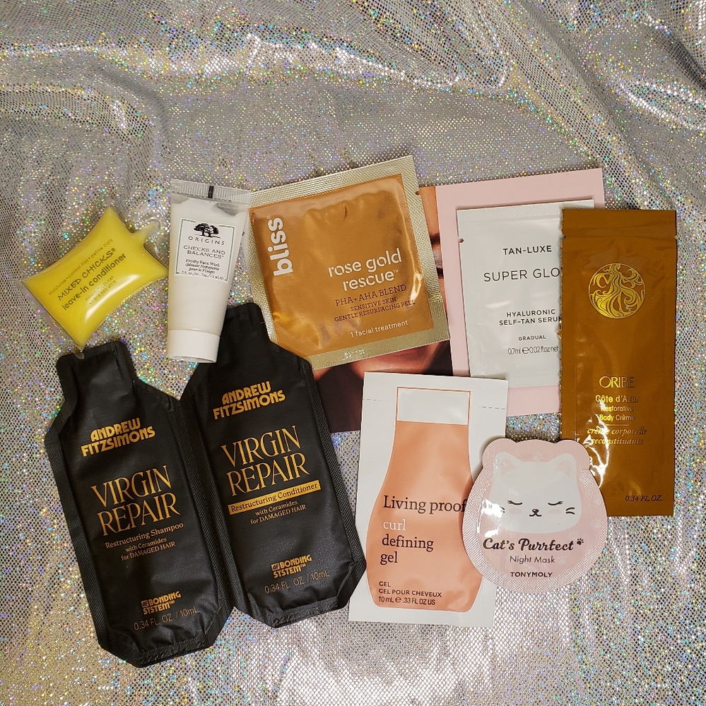 9 Hair and Skin Care Samples including: Living Proof, Bliss, & Origins